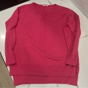 Pink Lily Fuchsia V-Neck Sweater